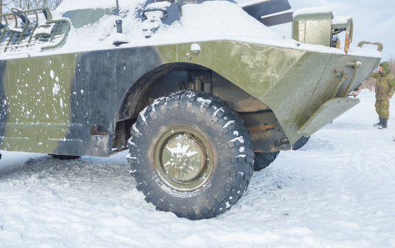 the snow is BRDM machine for landing and exploration.