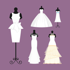 Wedding bride dress elegance style celebration vector illustration.