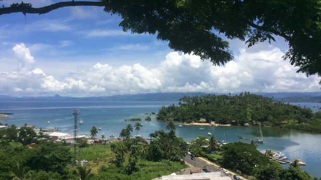 FJ 199 Aerial landscape view of Savusavu Vanua Levu Fiji