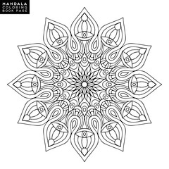 Flower Mandala. Vintage decorative elements. Oriental pattern, vector illustration. Islam, Arabic, Indian, moroccan,spain, turkish, pakistan, chinese, mystic, ottoman motifs. Coloring book page