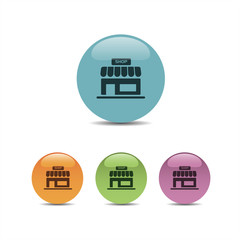 Shop icon on a colored round buttons