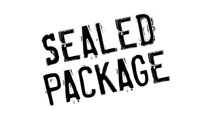 Sealed Package rubber stamp. Grunge design with dust scratches. Effects can be easily removed for a clean, crisp look. Color is easily changed.