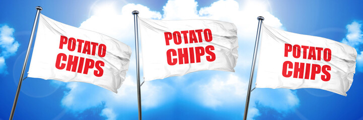 potato chips, 3D rendering, triple flags