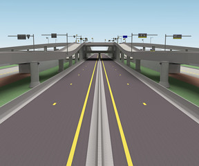 road bridge intersection 3d rendering