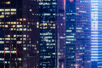 illuminated cityscape at night in Shanghai,China.