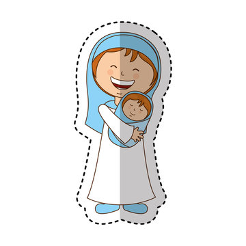 virgin mary manger character vector illustration design