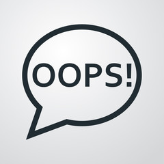 Icono plano linea burbuja texto OOPS! en fondo degradado