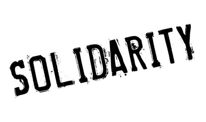 Solidarity rubber stamp. Grunge design with dust scratches. Effects can be easily removed for a clean, crisp look. Color is easily changed.