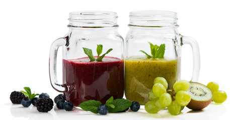 Two smoothies from berries and fruits.