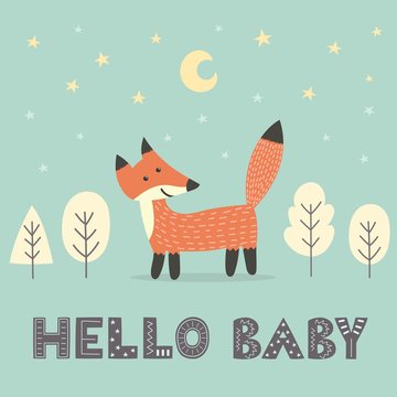 Baby Shower Card With A Cute Fox