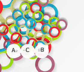 3d rings on grey. Geometrical modern abstract background