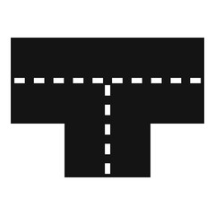 Tshaped crossroad icon, simple style