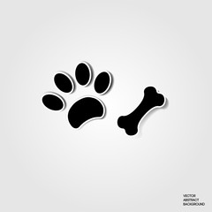 Paw dog. print dog. Bone. Dog paw. Animal. Shadow, silhouette