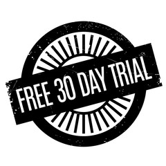 Free 30 Day Trial rubber stamp. Grunge design with dust scratches. Effects can be easily removed for a clean, crisp look. Color is easily changed.