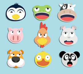 set of animal faces