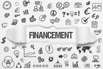Financement / weißes Papier mit Symbole