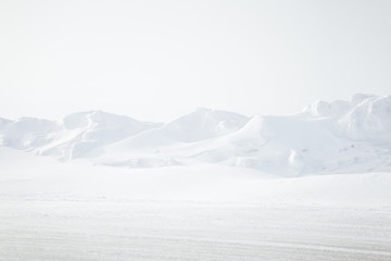 A beautiful, minimalist landscape of snowdrift in Norway. Clean, light, high key, decorative look. - 139067411