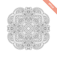 Abstract round ornament. Mandala. Abstract background. Design for adult coloring book page.