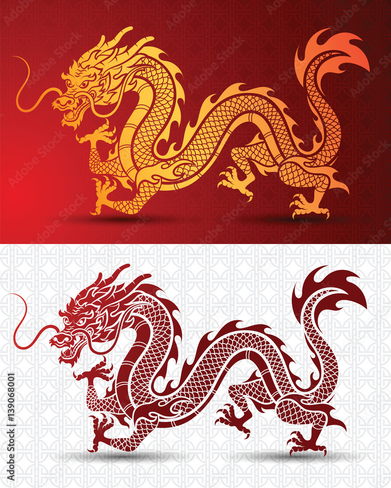 Wall mural chinese dragon vector