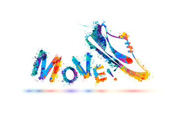 Move! Vector sign. Sneakers. - obrazy, fototapety, plakaty