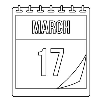March 17 calendar icon, outline style