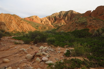 Multi-colored rocks in the steppes