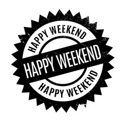 Obraz premium Happy Weekend rubber stamp. Grunge design with dust scratches. Effects can be easily removed for a clean, crisp look. Color is easily changed.