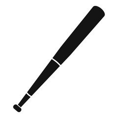 Black baseball bat icon, simple style