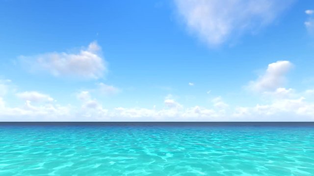 Tropical turquoise beach in sea with white sclouds