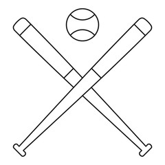 Baseball ball with bats icon, outline style