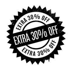 Extra 30 percent Off rubber stamp. Grunge design with dust scratches. Effects can be easily removed for a clean, crisp look. Color is easily changed.
