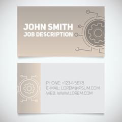 Business card print template with cogwheel logo