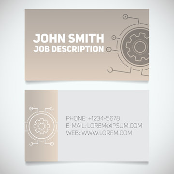 Business card print template with cogwheel logo