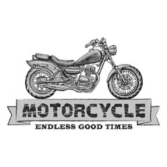 Hand drawn vector chopper motorcycle quote