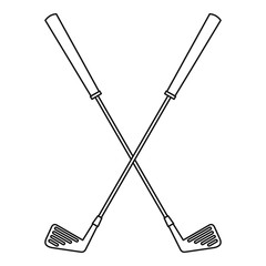 Golf clubs icon, outline style