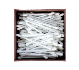 Cotton swabs on white background