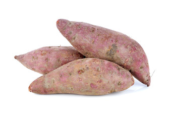 Purple Colored Sweet Potatoes on White background