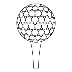 Golf ball and tee icon, outline style
