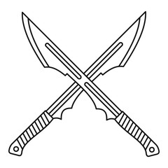 Japanese crossed swords icon, outline style
