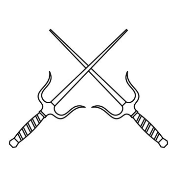 Sai dagger weapon icon, outline style