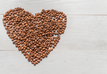 coffee beans in the form of heart