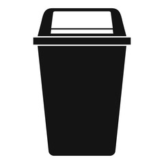 Plastic flip lid bin icon, simple style