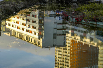 Wienerberg City, modern architecture, blocks of flats, reflectio