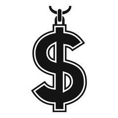 Necklace of dollar symbol icon, simple style