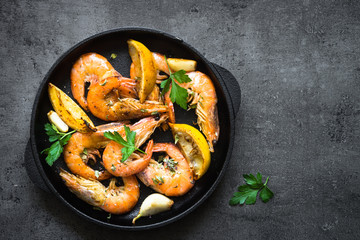 Prawns Shrimps roasted with lemon and garlic