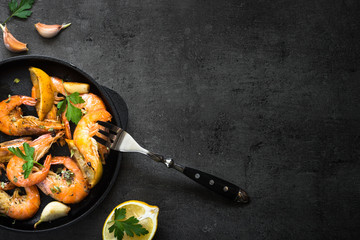 Prawns Shrimps roasted with lemon and garlic