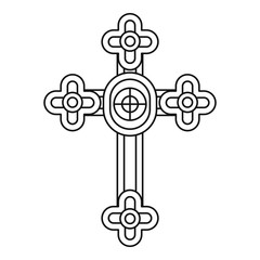 Christian cross jewelry icon, outline style