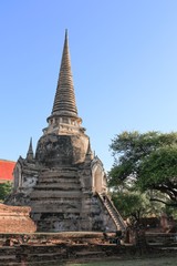 Fototapeta premium pagoda ancient famous in wat Phra Sri Sanphet ancient beautiful ,Royal Palace in Ajutthaya travel Thailand