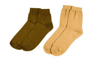 Socks made of cotton isolated on white background. Underwear for men or women.