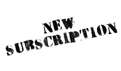 New Subscription rubber stamp. Grunge design with dust scratches. Effects can be easily removed for a clean, crisp look. Color is easily changed.